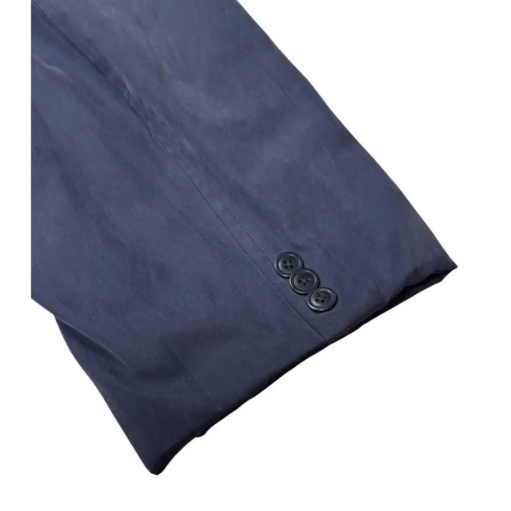 The Territory Ahead Men's XXL Long Navy Blue Silk Blend Unstructured Sport Coat